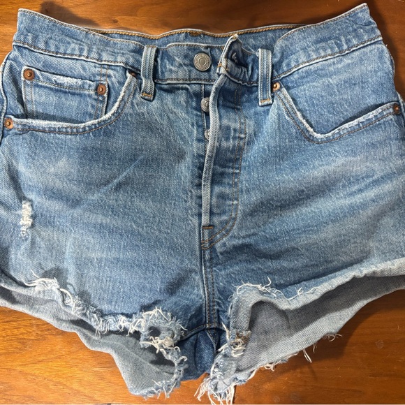 Signature by Levi Strauss Pants - Levi’s Denim High-Waist Distressed Women’s Shorts - Light Blue